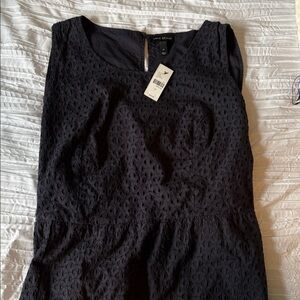 Lane Bryant Navy Eyelet Sleeveless Peplum Top